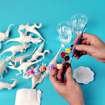 6/8Pcs DIY Painted Graffiti Dinosaur White Embryo Animals Model Children's Educational Handmade Painting Colorful Dinosaur Toys
