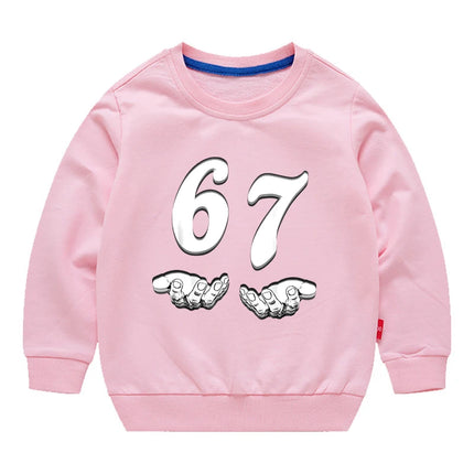 67 Six Seven Funny Digital Print Sweatshirt For Boys Girls 3-12Years Kids Cartoon Sports Hoodie Caual long Sleeve Tshirt