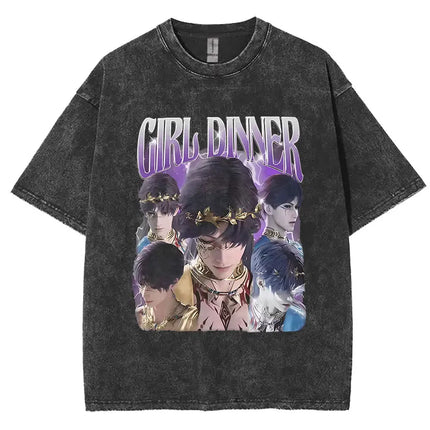 Funny Girl Dinner Caleb Graphic Tee Shirt Love and Deepspace Novelty Cotton T Shirts Fashion High Quality Vintage Washed T-Shirt