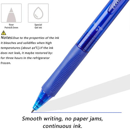 0.5mm High-Capacity Erasable Gel Pen Set Translucent Rod Blue Black Magic Ink Washable School Office Stationery Supplies