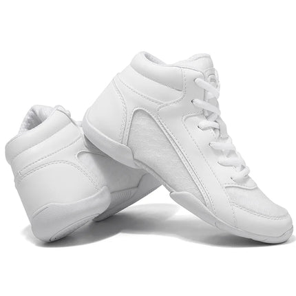 BAXINIER Girls White High Top Cheerleading Shoes Lightweight Youth Cheer Competition Sneakers kids Training Dance Tennis Shoes