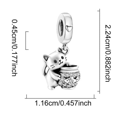 925 Sterling Silver Hedgehog Dinosaur Animal Series Spot Dog Charms Beads Fit Original Pan Bracelet High Quality DIY Jewelry