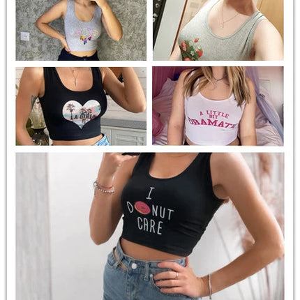 Rainbow Dash Graphics Cutie Sexy Slim Crop Top Street Fashion Funny Rock Tank Tops Girl' Cotton Sports Fitness Training Camisole