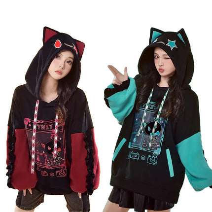 Anime Genshin Impact Hoodie Lyney Lynette Cute Grin-Malkin Cat Eas Hoodies Sweatshirts Women Long Sleeve Genshin Girls Pullovers