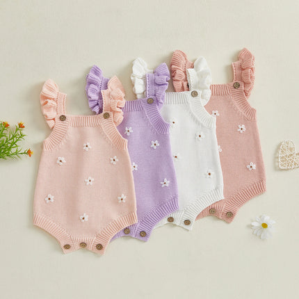 Citgeett Summer Infant Baby Girl Sleeveless Bodysuit Floral Embroidery Jumpsuit Cute Clothes
