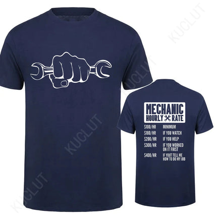Men's T-Shirt Tops Mechanic Hourly Rate Unique Tee Shirt Male T-shirt Car Fix Engineer Graphic Design T-Shirt Clothing Gift Idea