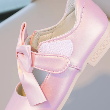 Girls Princess Shoes Shallow Bowknot Metallic Color Fashion Sweet Girl's Mary Janes Shoes Light Non-slip 26-36 Kids Ballet Flats