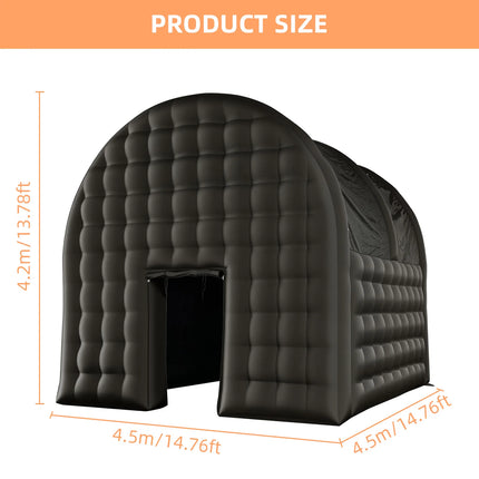 VANCEN 15FT Large Party Dec Blow Up Inflatable Night Club Party House Black Inflatable Cube Tent Large Nightclub Portable Disco Pavilion for Event