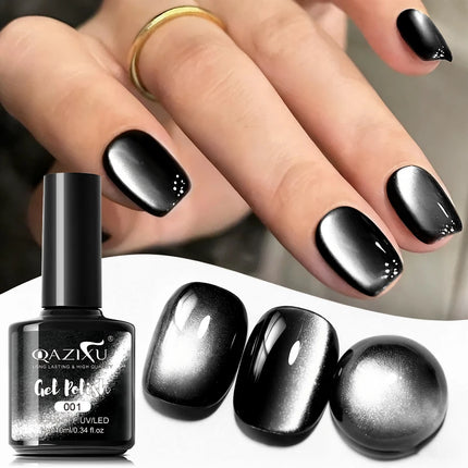 QAZIXU 10ml Black Cat Eye Gel Nail Polish Soak Off UV LED Varnish Semi Permanent Nail Art DIY For Women Winter