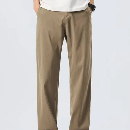 Lyocell Ultra-thin Ice Silk Trousers Men's Summer Loose Straight Cool Breathable Daily Sports Casual Trousers Fashion Korean