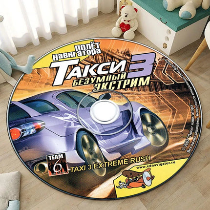 CD living room round rugs, custom rugs, play game mat, carpet bedroom, children's room, racing picture and custom carpet