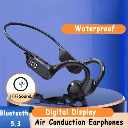 Earphone Bone Conduction Wireless Sports Waterproof Neck With Mic High Power Smooth Sound Conduction Long Battery Life