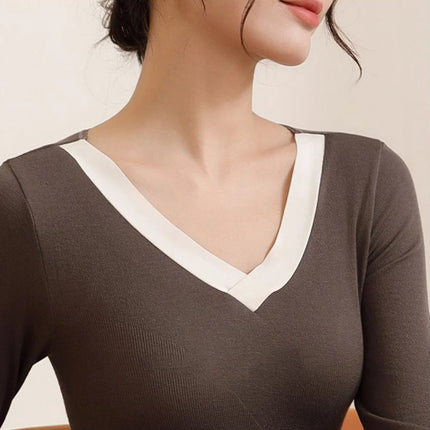 Women's Thermal Underwear Modal Thin V-neck Tops Warm Pants Two Piece Set Autumn Winter Fashion New Thermo Underwear Undershirts