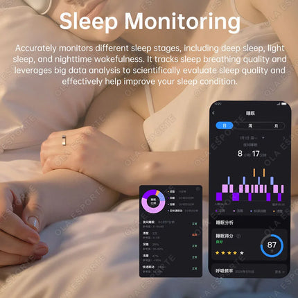 New Vibration Reminder Smart Ring Heart Rate Blood Oxygen&Pressure Health Monitoring IP68 Waterproof Multi-Sport Mode Smartring