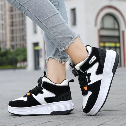 2Wheels Roller Skate Children Shoes Sneakers For Kids Boys Girls Sports Running Outdoor Adult Casual Women Tennis Size 31-42