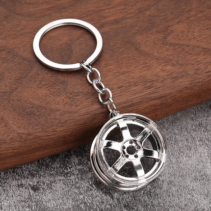 Creative Gear Head Keychain Speed Gearbox Keyring For Car Key Turbo Hub Brake Disc Pendant Shock Absorber Keys Holder Chain Ring