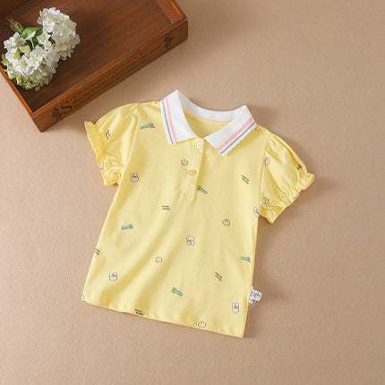Baby Girls Summer Shirt 2025 New Kids Cotton Short Sleeved Clothes Kids Polo T-shirt Baby Turn-Down Collar Clothes