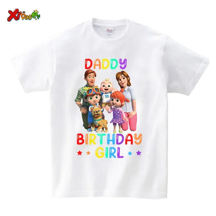 Birthday Girl Shirt for Family Matching Clothes Party Girls T Shirt Gift Custom Name Kids Clothing Outfit Children Clothes Daddy