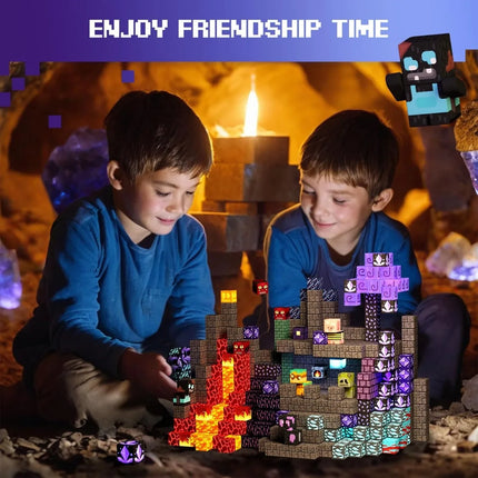 Magnetic Building Blocks Toy Mine World Magnet Castle Blossom Cave Cube Set Brick Cube Christmas Halloween Toys Boy Girl Gift