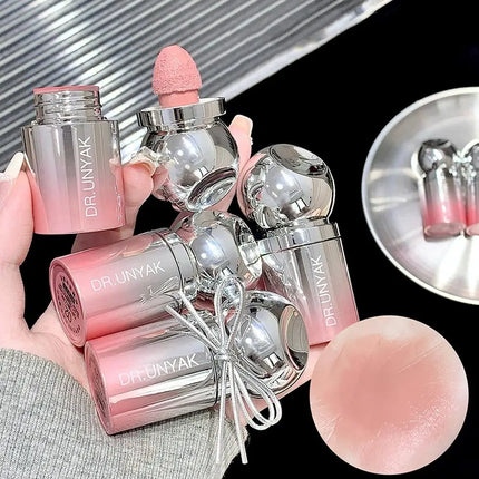 Liquid Blush Stick with Sponge Tip, Waterproof Long-Lasting Skin-friendly Blush Cream Brightening Effect Lips and Cheeks Makeup
