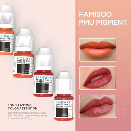 FAMISOO Permanent Makeup Pigment Long-Lasting Makeup Lip Professional Tattoo Inks Lip Pigments 5ml PMU Microblading Eyebrow Ink