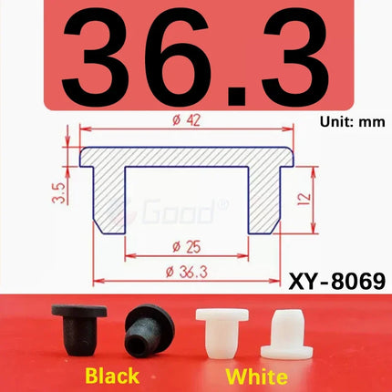 Black T-shaped silicone plug rubber hole cover dust-proof sealing, shock-absorbing foot pad  A-6.8mm~68.6mm