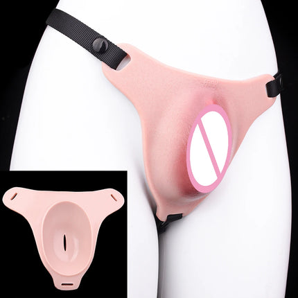 FAAK Silicone Crossdresser Thong Panty Camel Toe Hiding Gaff Shaping Brief Insertable Sexy Fake Pussy Vagina Underwear