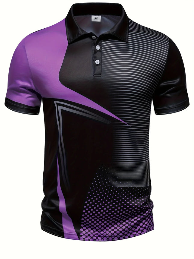 The 2025 summer new men's short-sleeved POLO shirt features a casual fashionable comfortable and soft 3D striped pattern print