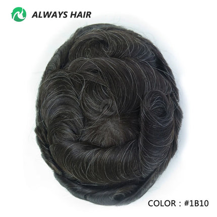 0.12-0.14mm PU Men Toupee Full Thickness Skin Indian Human Hair Men's Capillary Prothesis 130% Density Wig Man