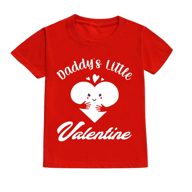 Daddy and Mommy's Valentine Print Kids T-Shirt Child Red Shirts Tops Boys Girls T-Shirt Valentine's Day Party Gifts Casual Clothes