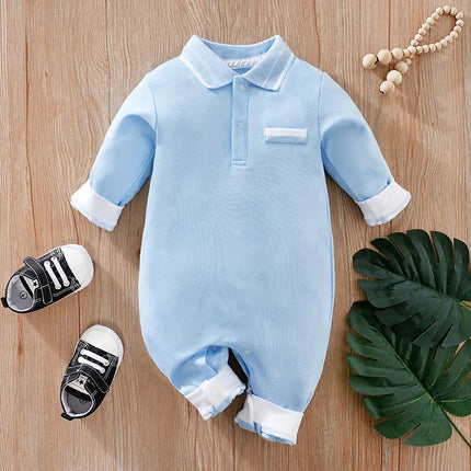Spring And Autumn 0-18m Newborn Clothing Casual Polo Shirt Cotton Comfortable Soft Boys And Girls Long Sleeved Baby Bodysuit