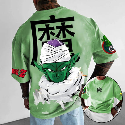 2026 Summer Dragon Ball T-Shirt Piccolo Demon King Graffiti Print 100%Cotton Oversized Retro High Quality Tee for Men Women Kids