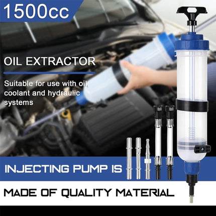 Car Engine Oil Fluid Pump Efficient Vacuum Manual Inhalation Syringe Style Engine Cooolant Transfer Translucent 500cc/1500cc