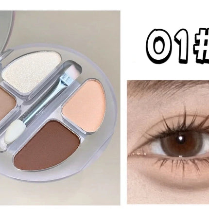 4 Colors Shimmer Matte Eyeshadow Palette Nude Rose Pink Glitter Pigment Eye Shadow Lasting Waterproof Makeup Palette with Brush