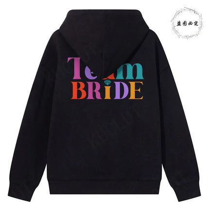 French Girls Hoodies: Future Bride & Team Bride Printed Pullover, Long Sleeve Sweatshirts for Bachelorette Party Single Farewell