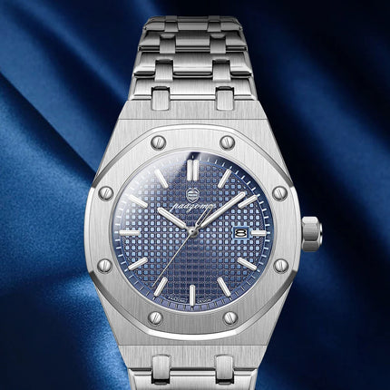 PAAZOMU Luxury Business Watches for Men Date Week Stainless Steel Quartz Man Watch Waterproof Luminous Fashion Men's Wristwatch