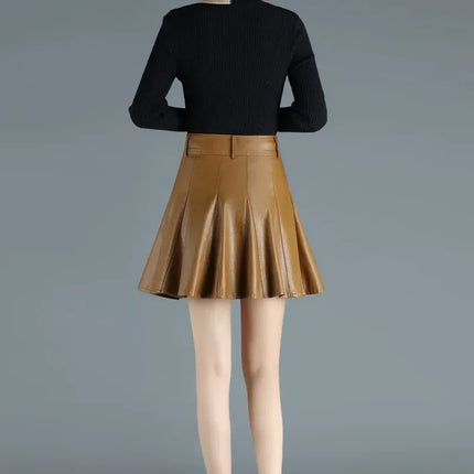 Woman Skirts Elegant Plus Size New Fashion Korean Style Genuine Real Leather Skirts High Waist Mini Skirt Womens Sexy Skirt