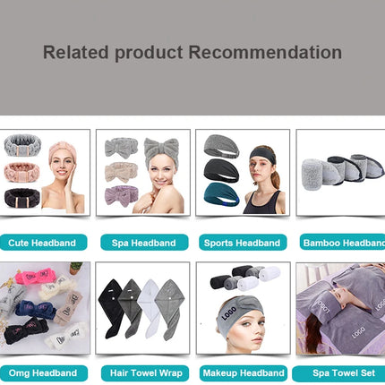 50pcs Customize Logo Spa Facial Hairband Terry Cloth Head Band Stretch Towel Color Washable Facial Good Spa Headband Makeup