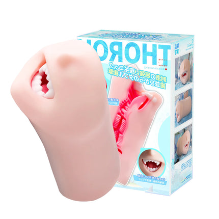 YUU Sea Predator Mouth Male Masturbator Real Mouth Deep Throat Pocket Pussy Blowjob with Fangs Tongue Masturbation Toys Oral Sex