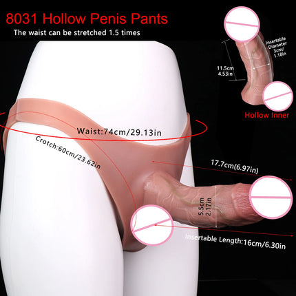 SXXY Huge Realistic Hollow Dildo Pants Silicone High Waist Penis Sleeve Panties For Men Dick Extend Strap On Condom For Couples