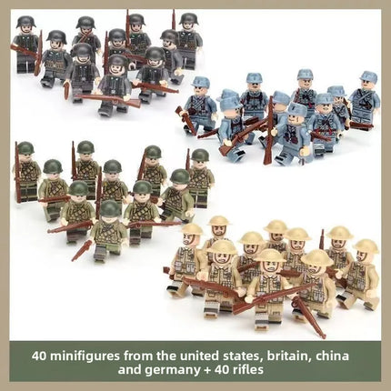 Building blocks World War II soldier figures, marine humanoid dolls educational toys mini figures birthday gifts cartoon figures