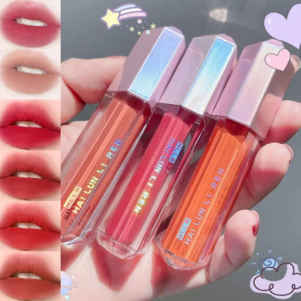 Matte Matte Lip Glaze 6 Colors Peel-Off Liquid Lipstick Waterproof Long Lasting Moisturizing Matte Red Lip Gloss Beauty Cosmetic