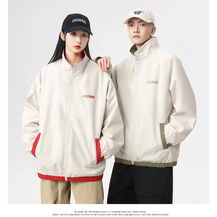 New Jacket Two-sided Long Sleeve Outdoor Men Coats Women Reversible Windproof Coats Splashproof Double-Sided Jackets Couple Top