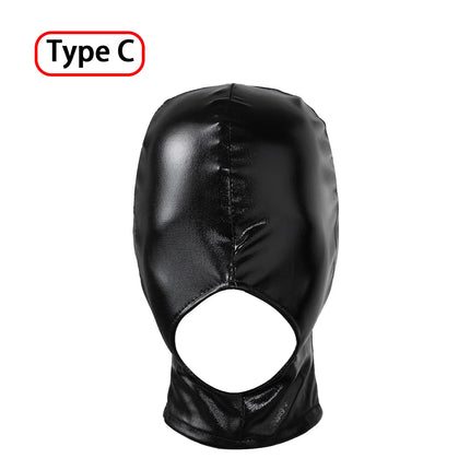 Women Mens Cosplay Face Mask Shiny Bronzing Cloth Open Mouth and Eye Glued Headgear Head Cover Couples Adult Products Sex Toys