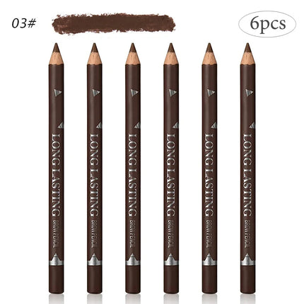 6/12PCs eye brow pencil waterproof professional women eye makeup pen easy color natural black Brown cosmetic beauty eyebrow tool