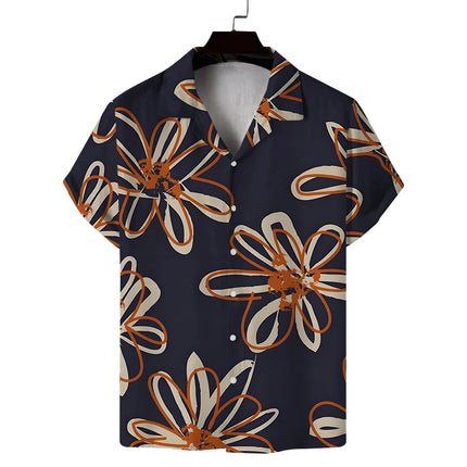 New summer short-sleeved men's shirt with printed patterns, casual commuting fashion, versatile fabric and soft