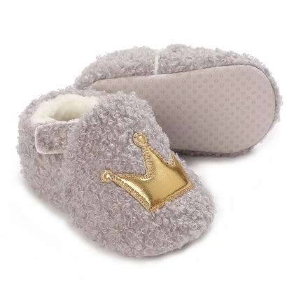Fashionable Lamb Down Newborn Baby Girl Knitted Baby Soft Sole Shoes Toddler Shoes Warm and Non Slip First Walker