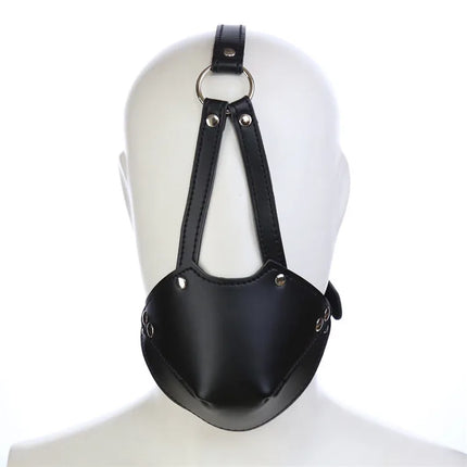 PU Leather Harness Face Mask Cool Black Headgear BDSM Bondage Restraint Muzzles Ball Mouth Gag Sex Toys for Couples Adult Games