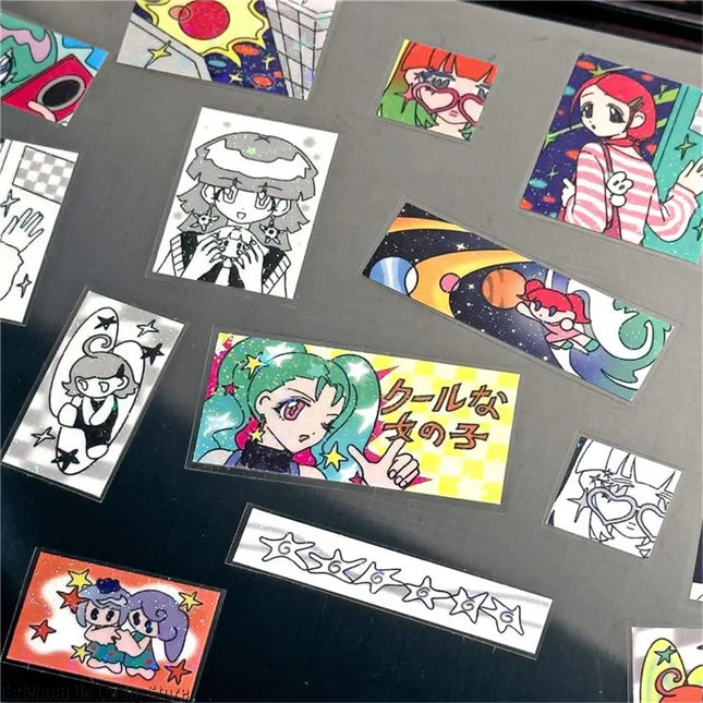 Cute Retro Graffiti Tape Stickers DIY Craft Supplies for Scrapbooking, Phone Cases,Cups & Notebooks, Decorative Adhesive Labels