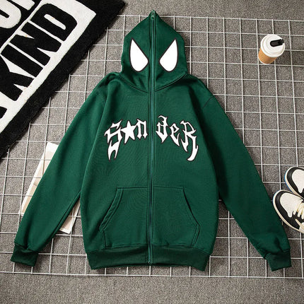 European and American Halloween Personalized Men's and Women's Sweatshirts and HoodiesY2KCouple Large Size Spider-Manzip hoodie